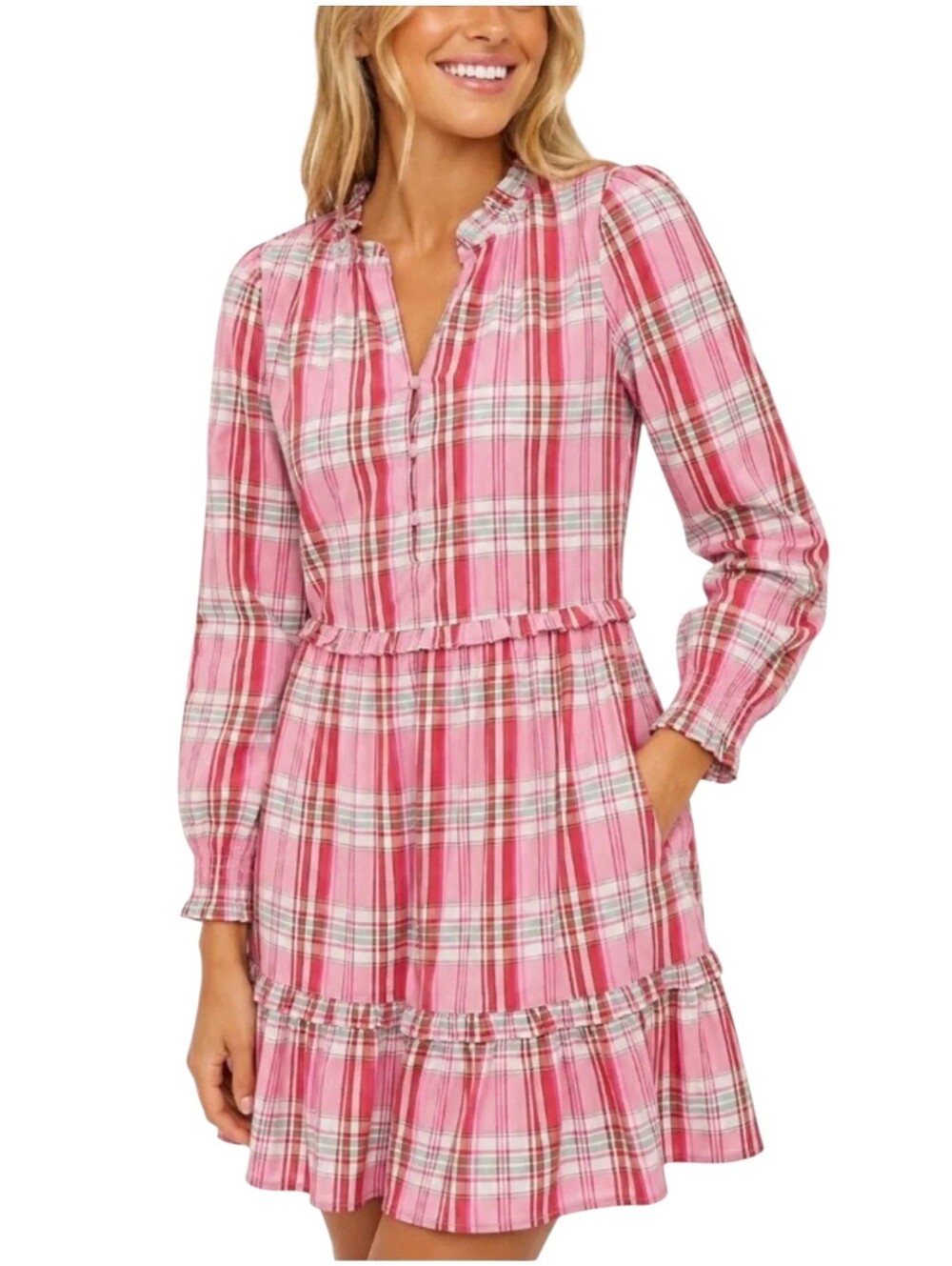 J. Crew NWT Sweet Briar Dress In Marine Salt Pink Size 4 Long Sleeves Pockets